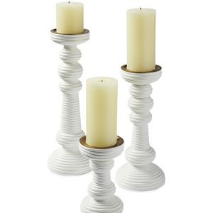NEW Serena & Lily Carmel Rattan Candlestick - white, large